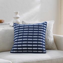 Kerra 20" Square Modern Cotton Navy Throw Pillow - Boutique Rugs