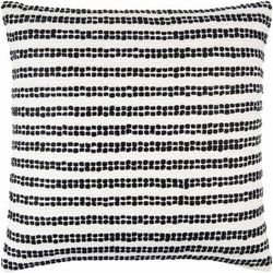 Lucia 13"L x 20"W Cottage Cotton Off White/Black Lumbar Pillow - Boutique Rugs