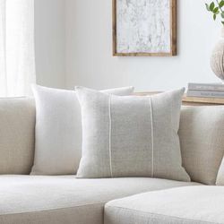 Sonel 18" Square Modern Light Gray/Sterling Gray/Slate Gray Taupe/Off White Throw Pillow - Boutique Rugs