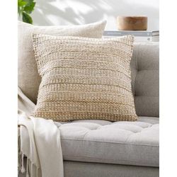 Fauve 22" Square Cottage Jute Pearl/Brick Red/Tan/Camel/Beige/Sandstone/Ivory Throw Pillow - Boutique Rugs