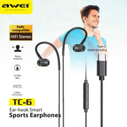 Awei TC-6 auricolari cablati USB C cuffie di tipo C con cancellazione del rumore cuffie sportive