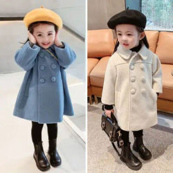 Cappotti di lana per ragazze doppiopetto autunno inverno Trench Jacket Coat 2-6Yrs abbigliamento per