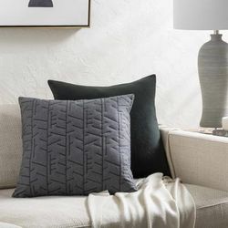 Manus 18" Square Cottage Cotton Charcoal Throw Pillow - Boutique Rugs