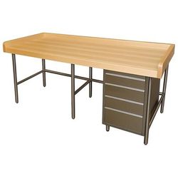 Advance Tabco BGT-368R 96" Maple Top Bakers Table w/ 4" Splash & 3 Right-Side Drawers, 36"D