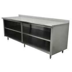 Advance Tabco EEK-SS-2410M-X 120" Dish Cabinet w/ Open Base & Midshelf, 5" Backsplash, 24"D, Stainless Steel