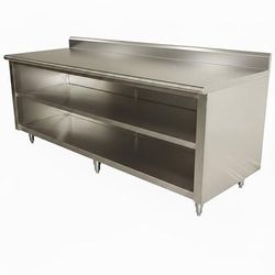 Advance Tabco EK-SS-3610M 120" Dish Cabinet w/ Open Base & Midshelf, 5" Backsplash, 36"D, Stainless Steel