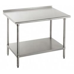 Advance Tabco FAG-247 84" 16 ga Work Table w/ Undershelf & 430 Series Stainless Steel Top, 1 1/2" Backsplash