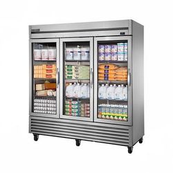 True TS-72G-HC~FGD01 LH 78" 3 Section Reach In Refrigerator, (3) Left Hinge Glass Doors, 115v, Stainless Steel | True Refrigeration