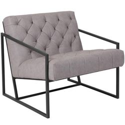 Flash Furniture ZB-8522-WH-GG Lounge Chair - White LeatherSoft Upholstery, Gray Metal Frame