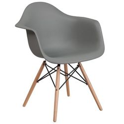 Flash Furniture FH-132-DPP-GY-GG Contoured Armchair w/ Gray Plastic Seat & Wood Base