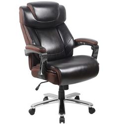 Flash Furniture GO-2223-BN-GG Swivel Big & Tall Office Chair w/ High Back - Brown LeatherSoft Upholstery, Chrome