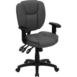 Flash Furniture GO-930F-GY-ARMS-GG Swivel Office Arm Chair w/ Mid Back - Gray Fabric Upholstery