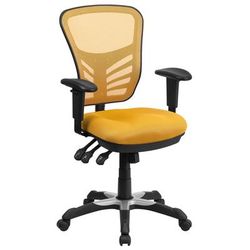 Flash Furniture HL-0001-YEL-GG Swivel Office Chair w/ Mid Back - Yellow Orange Mesh Back & Seat