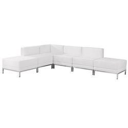 Flash Furniture ZB-IMAG-SECT-SET8-WH-GG 6 Piece Modular Sectional Set - White LeatherSoft Upholstery, Stainless Legs