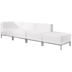 Flash Furniture ZB-IMAG-SET9-WH-GG 4 Piece Modular Chair & Ottoman Set - White LeatherSoft Upholstery, Stainless Legs