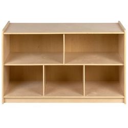 Flash Furniture MK-STRG004-GG 5 Section Classroom Storage Cabinet - 36"W x 15"D x 24"H, Wood, Natural Finish