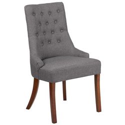 Flash Furniture QY-A08-GY-GG Accent Side Chair - Gray Fabric Upholstery, Mahogany Wood Legs