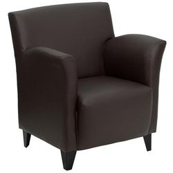 Flash Furniture ZB-ROMAN-BROWN-GG Reception Arm Chair - Brown LeatherSoft Upholstery, Black Metal Feet