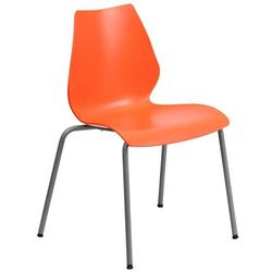 Flash Furniture RUT-288-ORANGE-GG Stacking Chair w/ Orange Plastic Seat & Silver Frame