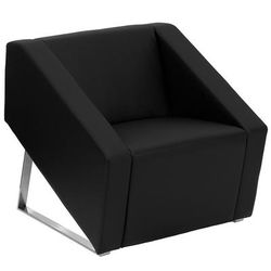 Flash Furniture ZB-SMART-BLACK-GG Reception Arm Chair - Black LeatherSoft Upholstery, Black Metal Feet