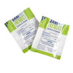 San Jamar SANIS05WS-100 1/2 oz Sani Station Sanitizer & Cleaner Packets w/ Chlorine Test Strips & 2 Labels