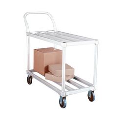 New Age 95661 2 Level Aluminum Utility Cart w/ 700 lb Capacity, Flat Ledges, Silver
