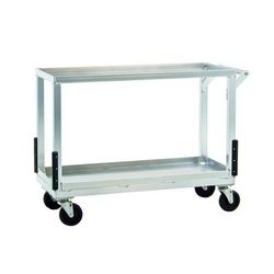 New Age NS765 2 Level Aluminum Utility Cart w/ Raised Ledges, Silver