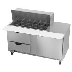 Beverage-Air SPED60HC-18M-2 60" Hydrocarbon Series Mega Top Sandwich/Salad Prep Table w/ Refrigerated Base, 115v, Stainless Steel