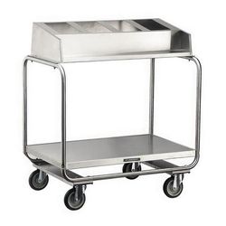 Lakeside 214 Tray & Silver Cart w/ Angle Frame & (4) 1/3 Size Pans, Stainless Steel, 1/4-Size Pans