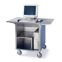 Lakeside 641-BEGSU 51 1/4"W Cash Register Stand w/ Stainless Top - 35"H, Beige Suede