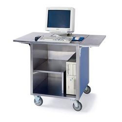 Lakeside 641-VCHER 51 1/4"W Cash Register Stand w/ Stainless Top - 35"H, Victorian Cherry, Brown