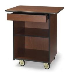 Lakeside 67107 45 1/2" Mobile Enclosed Beverage Service Cart w/ 3 Levels & 3 Drawer - Wood, Victorian Cherry, Brown