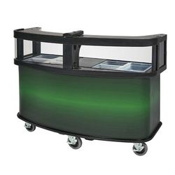 Cambro CVC75W12 75"W Open Well Vending Cart w/ Safety Barrier & Umbrella Hole - Polyethylene, Green, Green Wrap, 75" x 33-1/2" x 53-1/8"