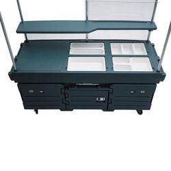 Cambro KVC854192 Kiosk Type Food Cart w/ Lockable Storage, 85 1/8"L x 33 1/2"W x 70 1/2"H, Green, 4 Pan Wells, Granite Green