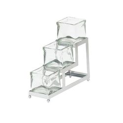Cal-Mil 1803-4-49 Rectangular 3 Compartment Condiment Jar Display - Clear/Silver