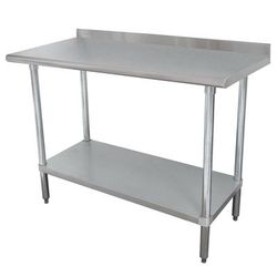 Advance Tabco FMSLAG-243-X 36" 16 ga Work Table w/ Undershelf & 304 Series Stainless Steel Top, 1 1/2" Backsplash