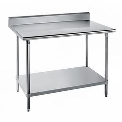 Advance Tabco KAG-243 36" 16 ga Work Table w/ Undershelf & 430 Series Stainless Steel Top, 5" Backsplash