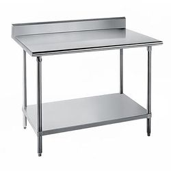 Advance Tabco KAG-3012 144" 16 ga Work Table w/ Undershelf & 430 Series Stainless Top, 5" Backsplash, Stainless Steel