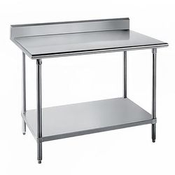 Advance Tabco KMS-307 84" 16 ga Work Table w/ Undershelf & 304 Series Stainless Steel Top, 5" Backsplash