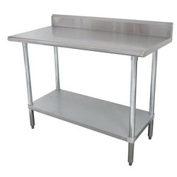 Advance Tabco KSLAG-242-X 24" 16 ga Work Table w/ Undershelf & 430 Series Stainless Steel Top, 5" Backsplash