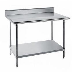 Advance Tabco KSS-306 72" 14 ga Work Table w/ Undershelf & 304 Series Stainless Steel Top, 5" Backsplash