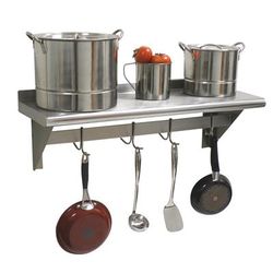 Advance Tabco PS-12-72-EC Solid Wall Mounted Shelf, 72"W x 12"D, Stainless Steel, 9 Hooks, Stainless Steel