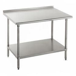 Advance Tabco SFG-308 96" 16 ga Work Table w/ Undershelf & 430 Series Stainless Steel Top, 1 1/2" Backsplash