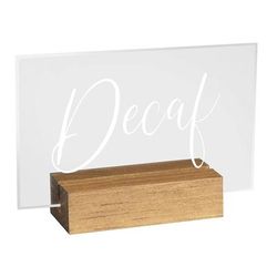 Cal-Mil 22336-2-99 Decaf Tabletop Sign - 3 1/2"L x 1"W x 2 1/2"H, Acrylic/Rustic Pine, Brown