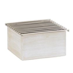 Cal-Mil 22423-113 Rectangular Chafer Alternative - 10 1/4" x 10" x 5 1/4"H, Pine Wood, White-Washed, Beige