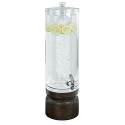 Cal-Mil 22441-3-112 10" Round Beverage Dispenser - 29"H, Clear Plastic Container/Vintage Dark Stained Oak Base