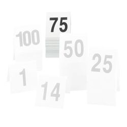 Cal-Mil 227-2 Tabletop Number Tents - 51 75, 3" x 3", White/Black
