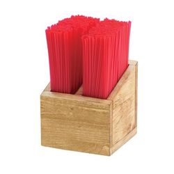 Cal-Mil 3308-99 2 Compartment Stir Stick Holder - 5 1/4" x 5 1/4" x 5 1/2", Reclaimed Wood, Brown