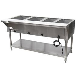Advance Tabco HF-4E-120-X 62 3/8" Hot Food Table w/ 4 Wells & Cutting Board, 120v, Silver