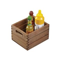 American Metalcraft WCV7 Rectangular Condiment Caddy - Wood, Vintage, Brown